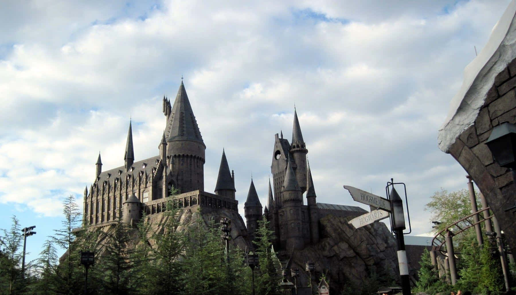 Hogwarts Castle Cloudy Sky Background
