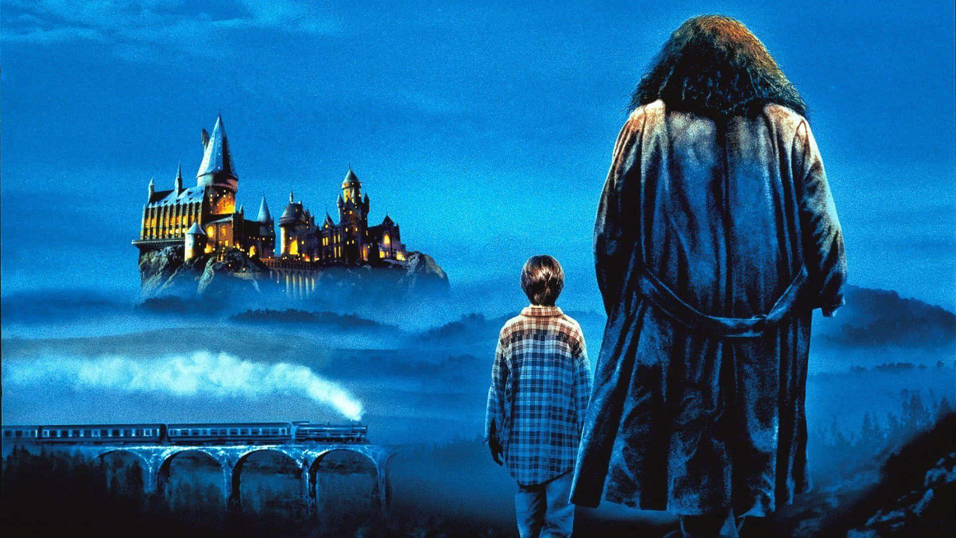 Hogwarts Castle Harry And Hagrid Background