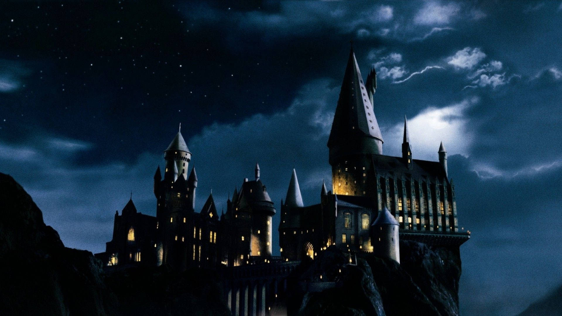 Hogwarts Castle Skyline Night Background