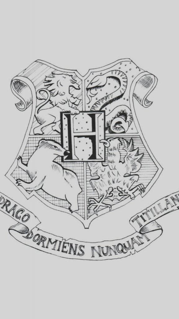 Hogwarts Crest Sketch Harry Potter Iphone Background