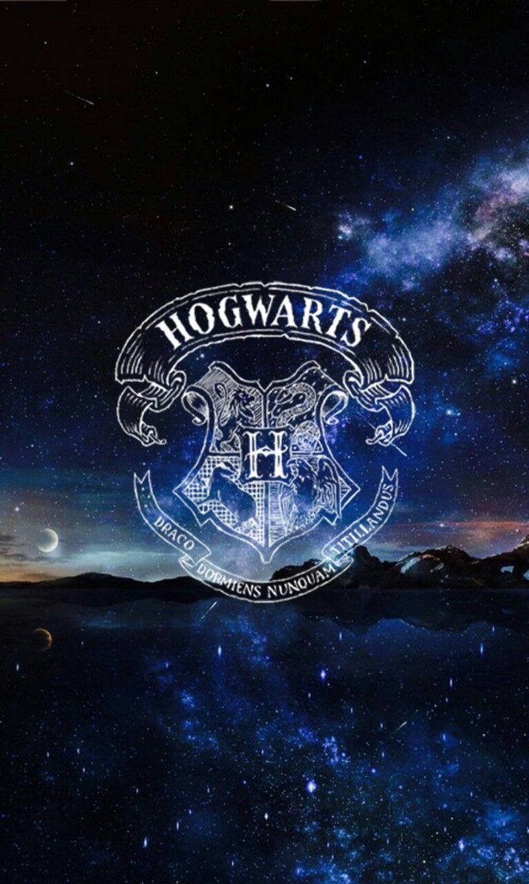 Hogwarts Crest White Galaxy Background