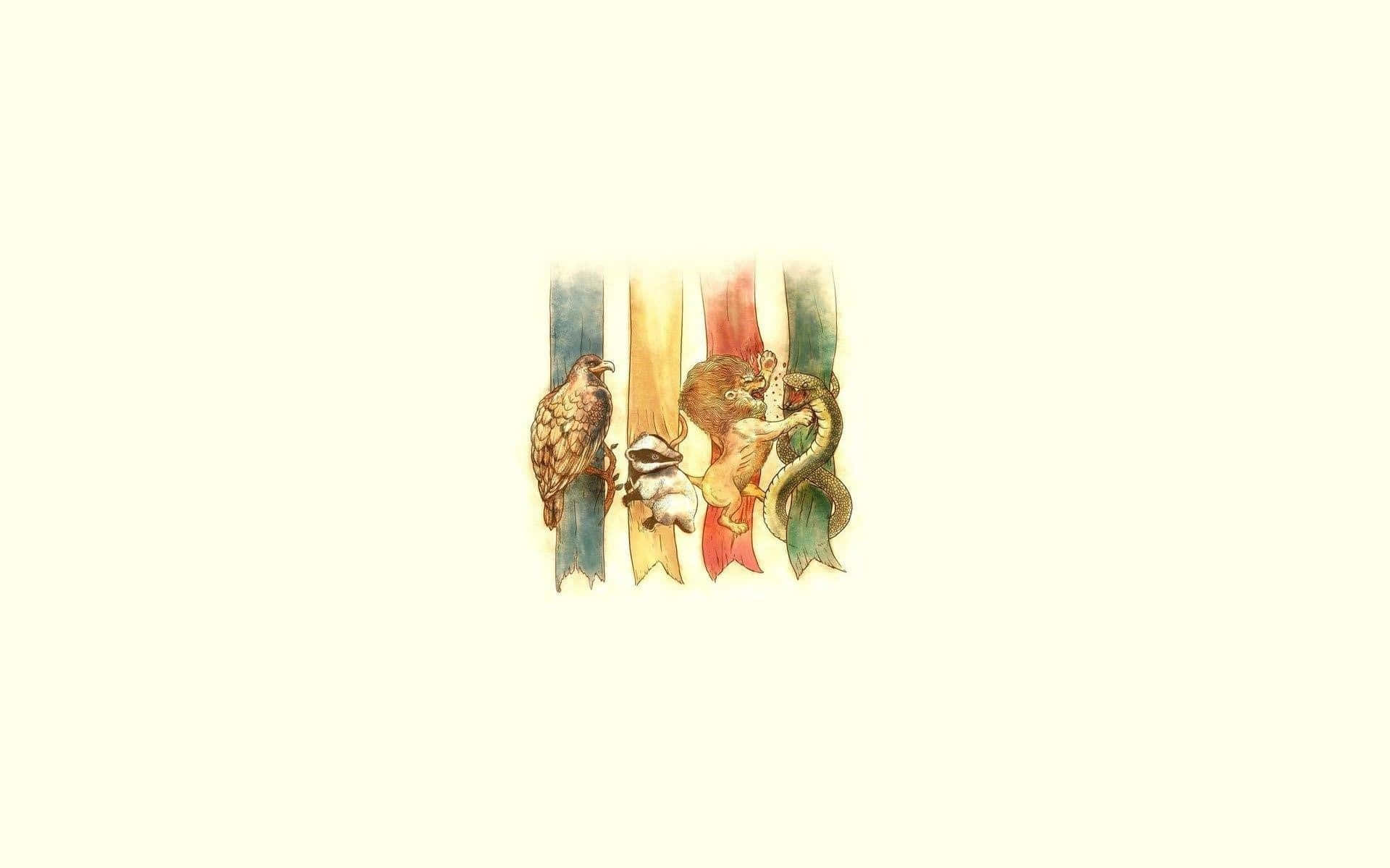 Hogwarts House Crests Minimalist Art Background