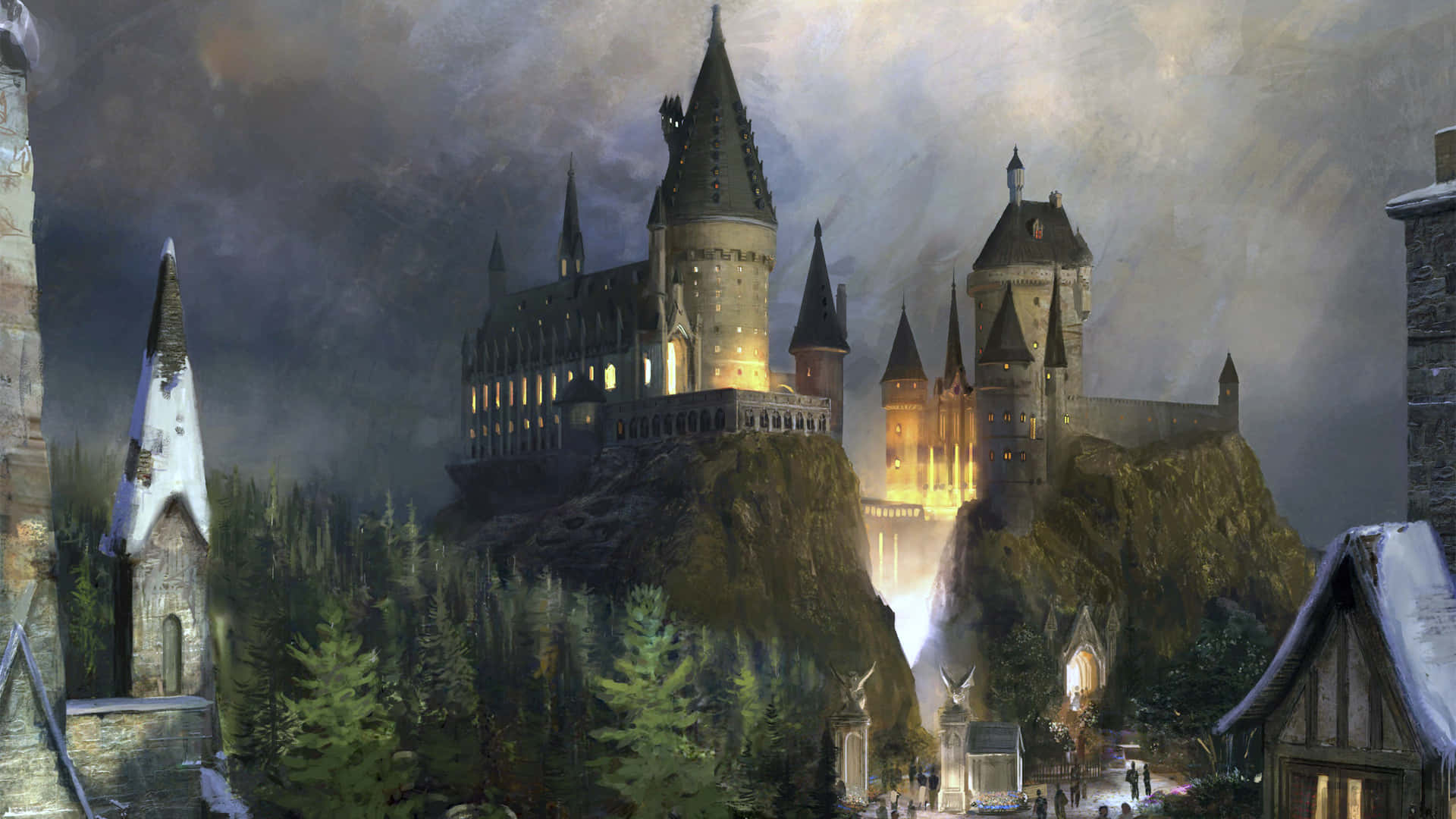 Hogwarts Paint Art Desktop Background