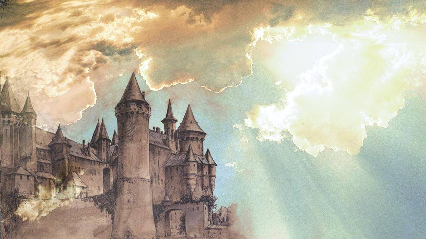 Hogwarts With Sunrays Hp Aesthetic Background