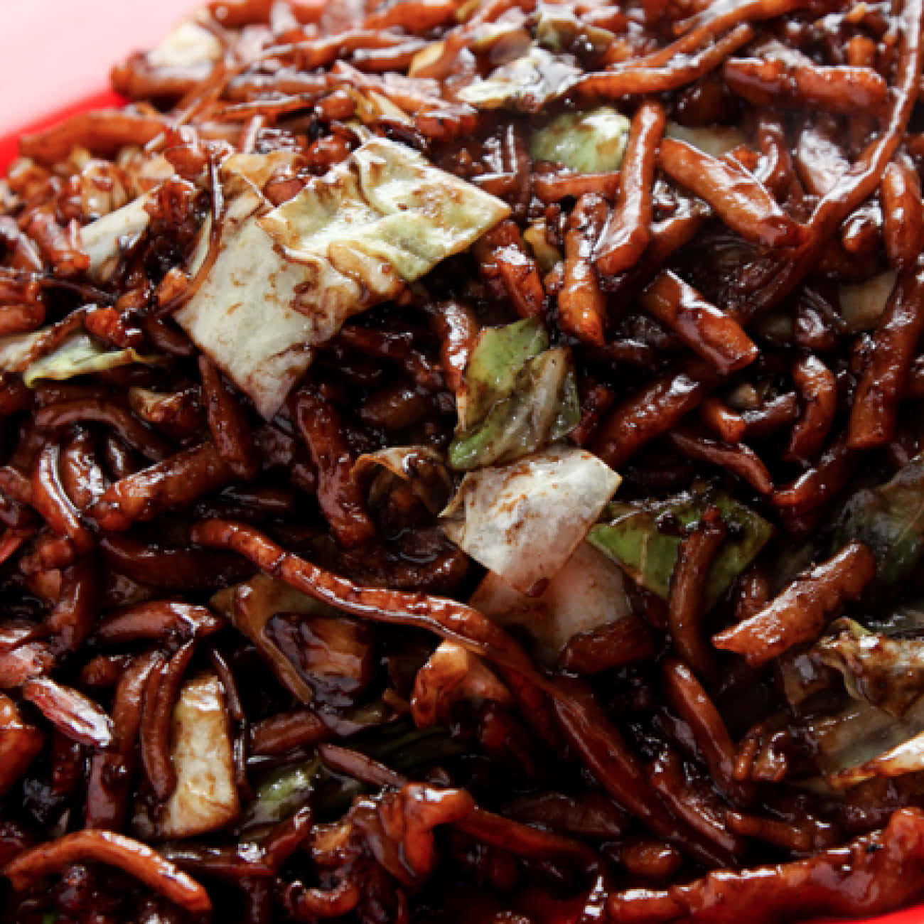 Hokkien Mee With Dark Caramel Sauce Background