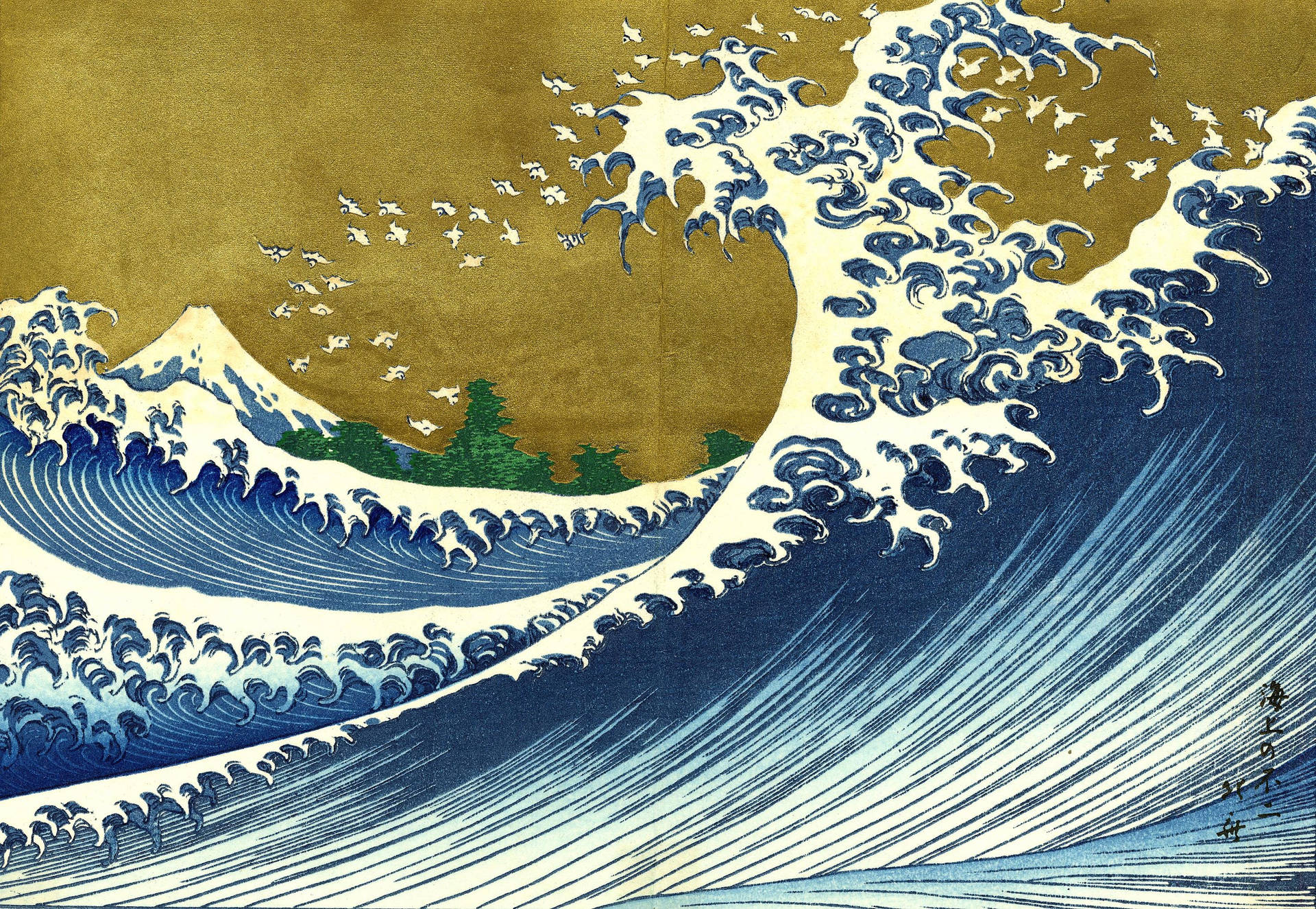 Hokusai Japanese Wave Poster Background