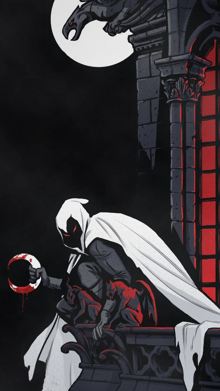 Holding Bloodstained Crescent Darts Moon Knight Phone Background