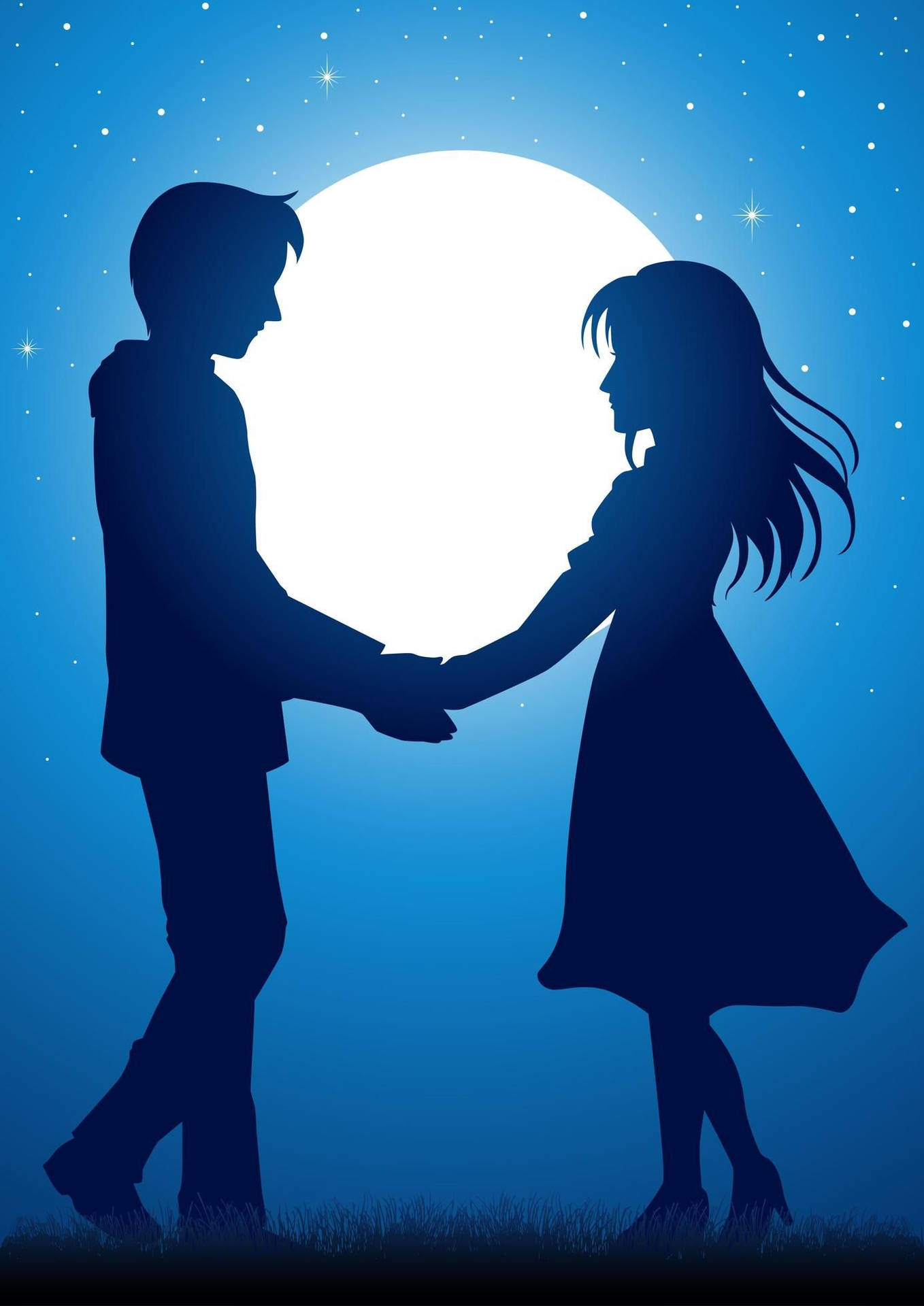 Holding Hands Anime Under The Moonlight