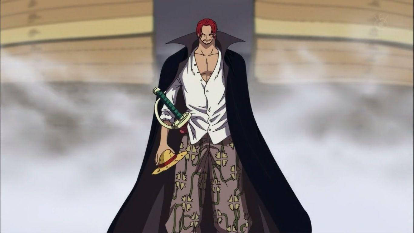 Holding The Straw Hat Shanks One Piece Background