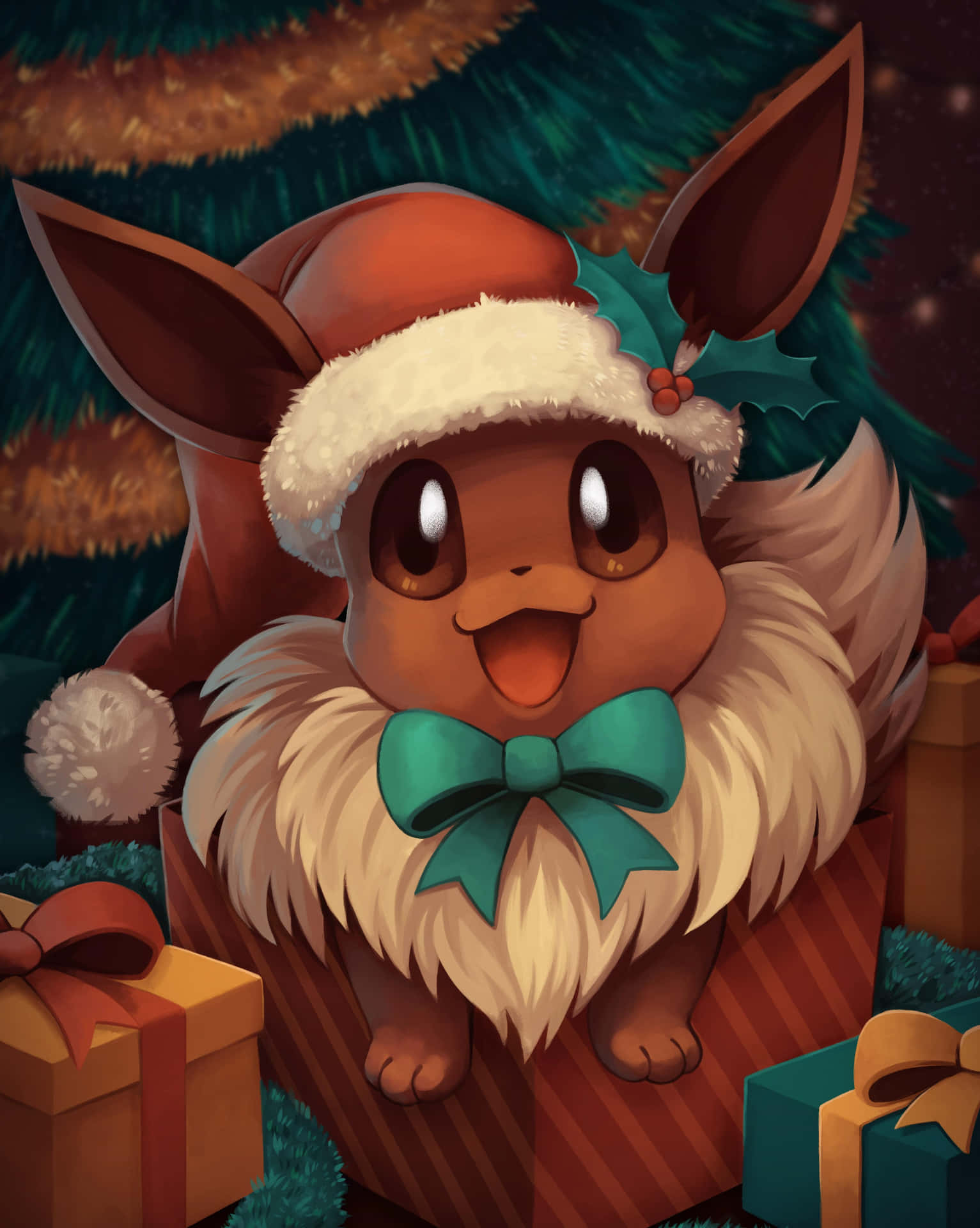 Holiday Eevee Pokemon Celebration Background