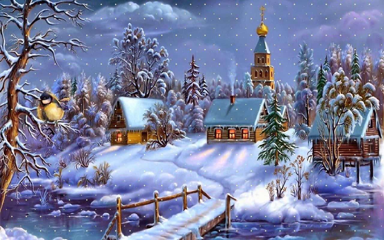 Holiday Magic Captured In A Remote Christmas Village Background