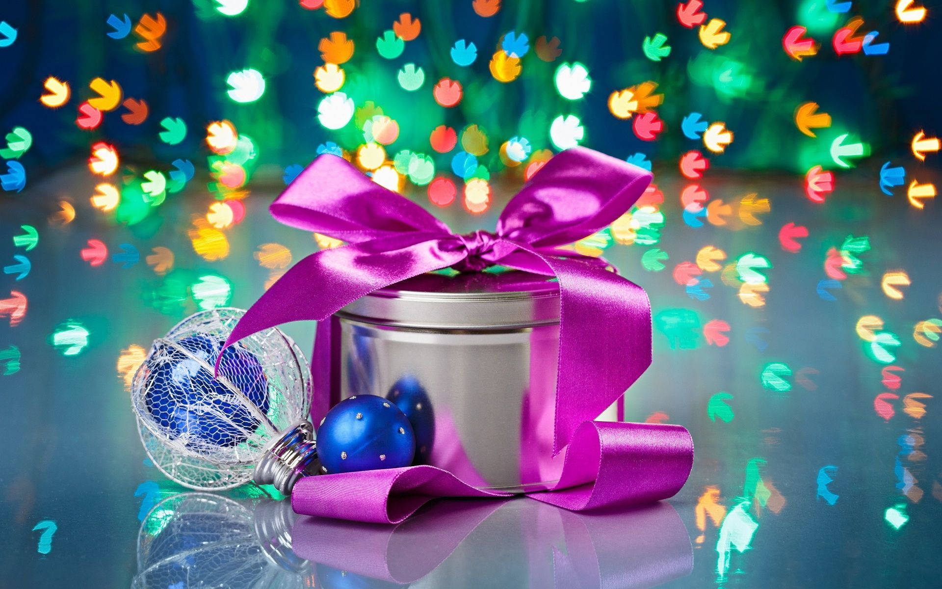 Holiday Purple Ribbon Gift Background