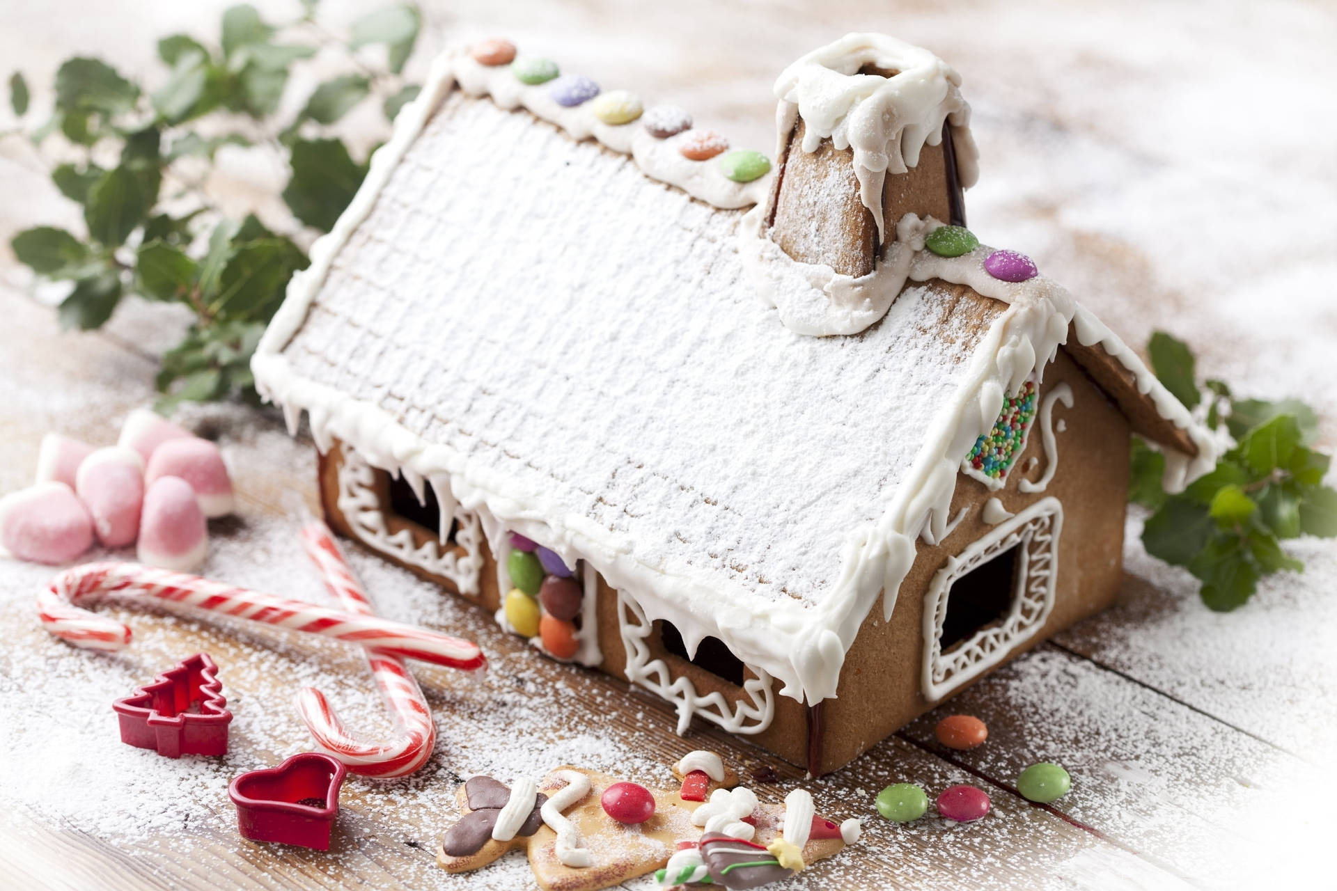 Holiday Themed Gingerbread House Background