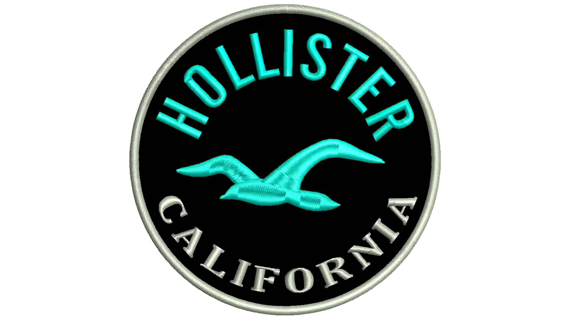 Hollister Stitched Turquoise Logo Background