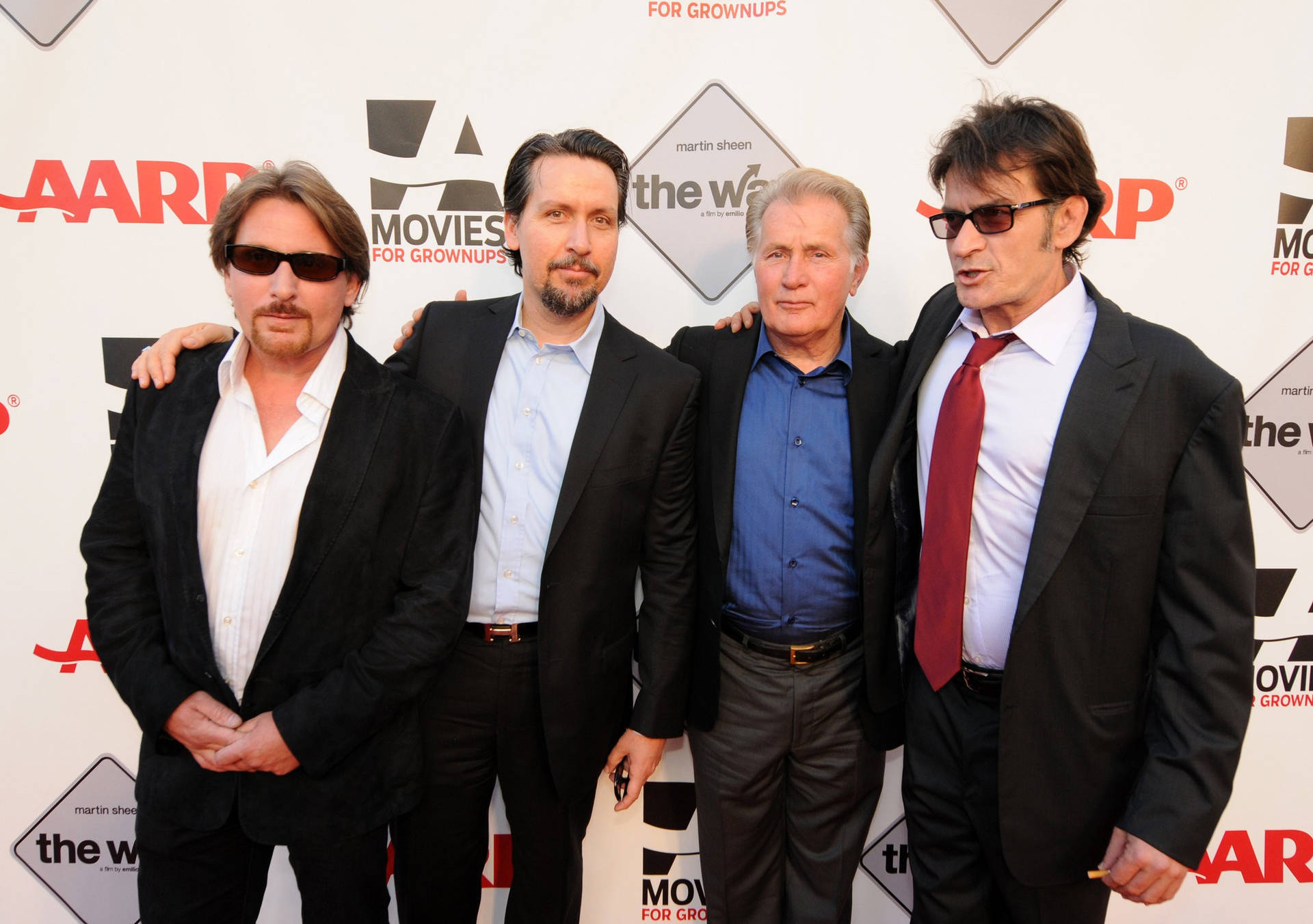 Hollywood Actor Martin Sheen With Sons At The Way Screening Background