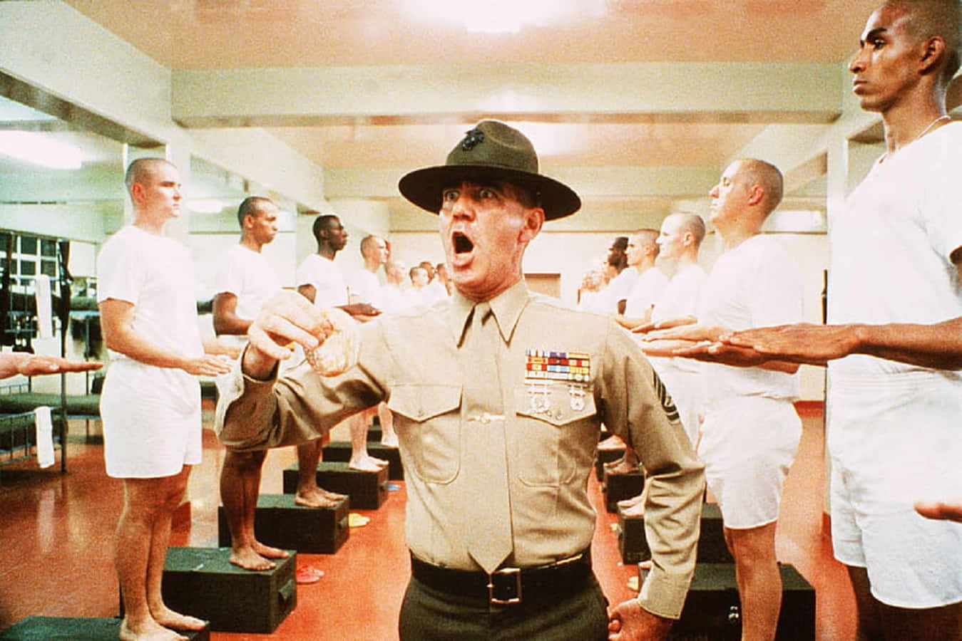 Hollywood Actor R. Lee Ermey In His Iconic Role As Gunnery Sergeant Hartman From ‘full Metal Jacket’ Background