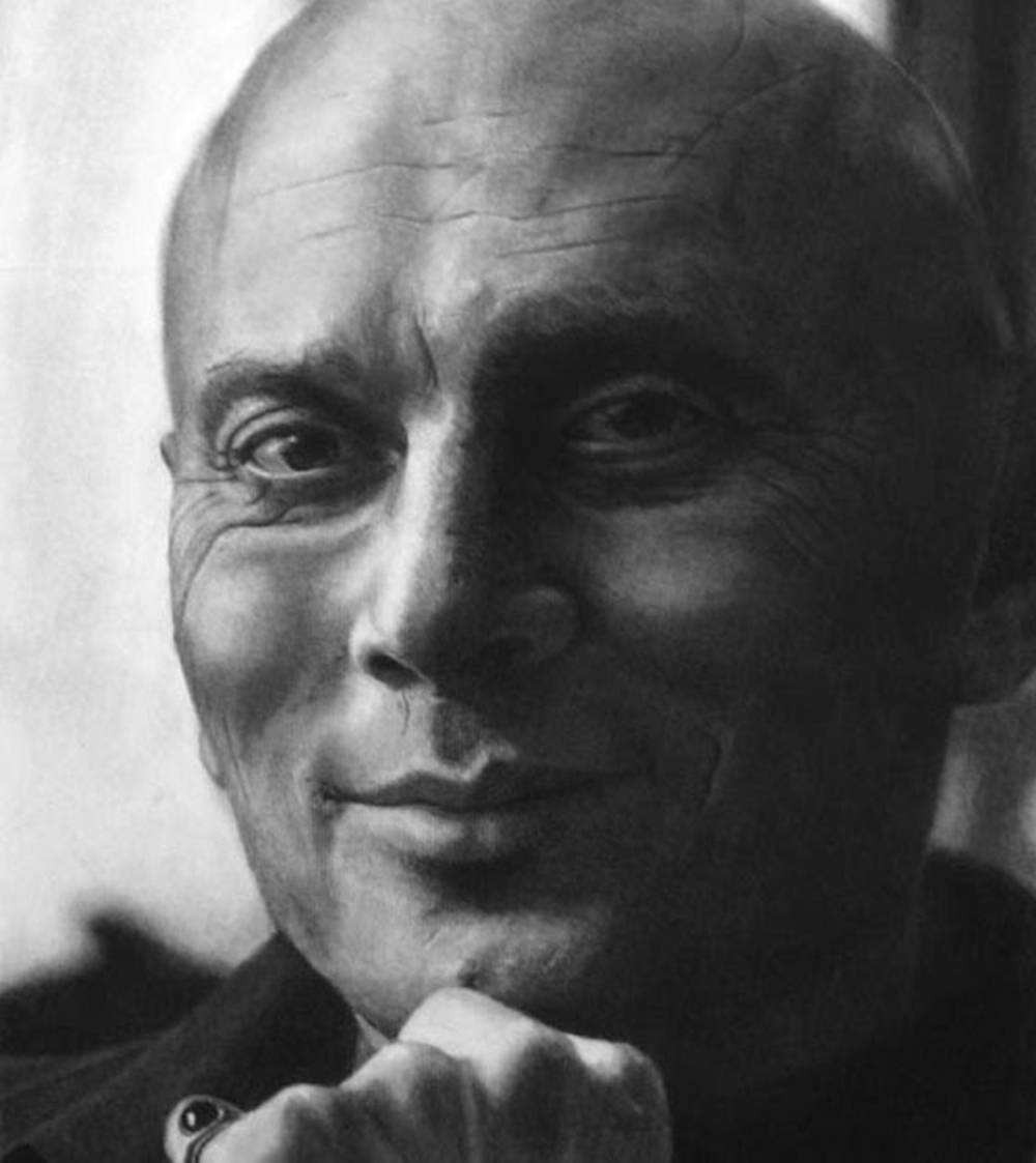 Hollywood Actor Yul Brynner Black And White Close Up Shot