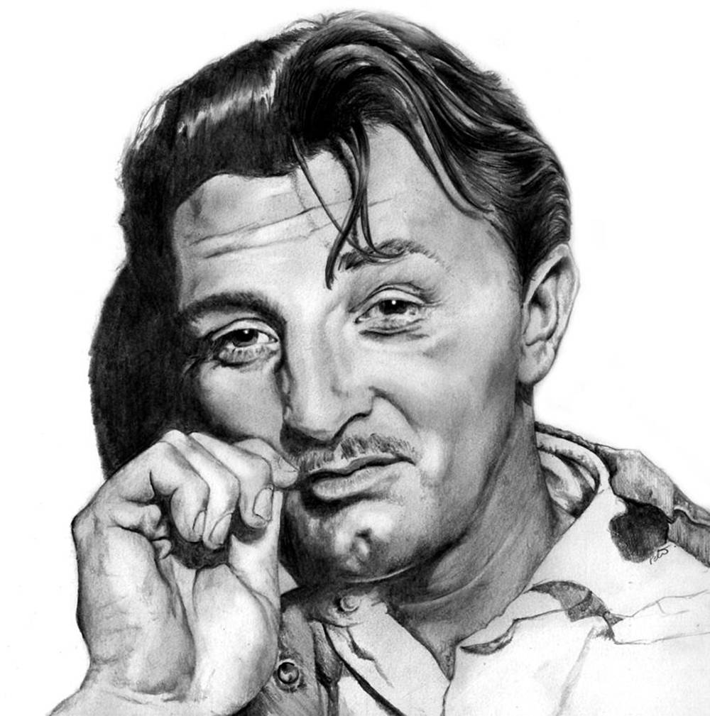 Hollywood Legend Robert Mitchum In Black And White Background