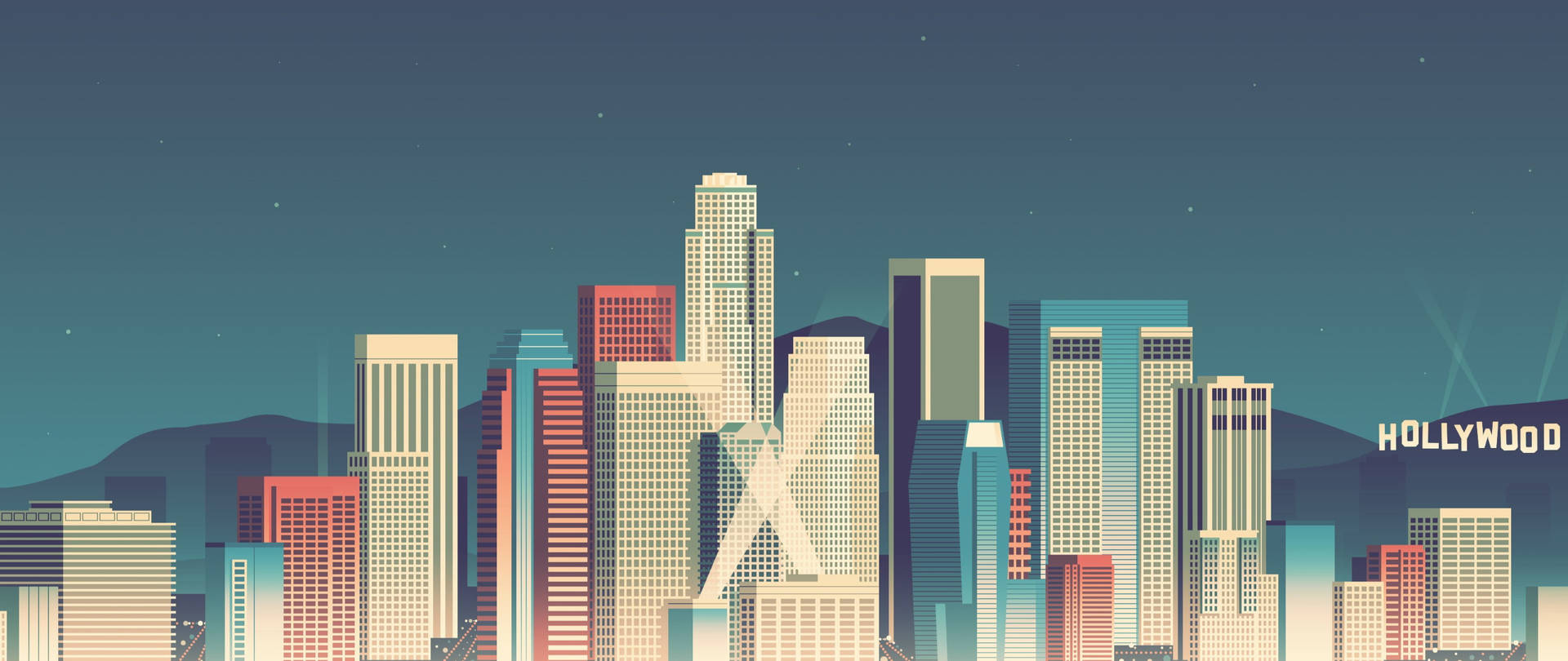 Hollywood Los Angeles City Art Background