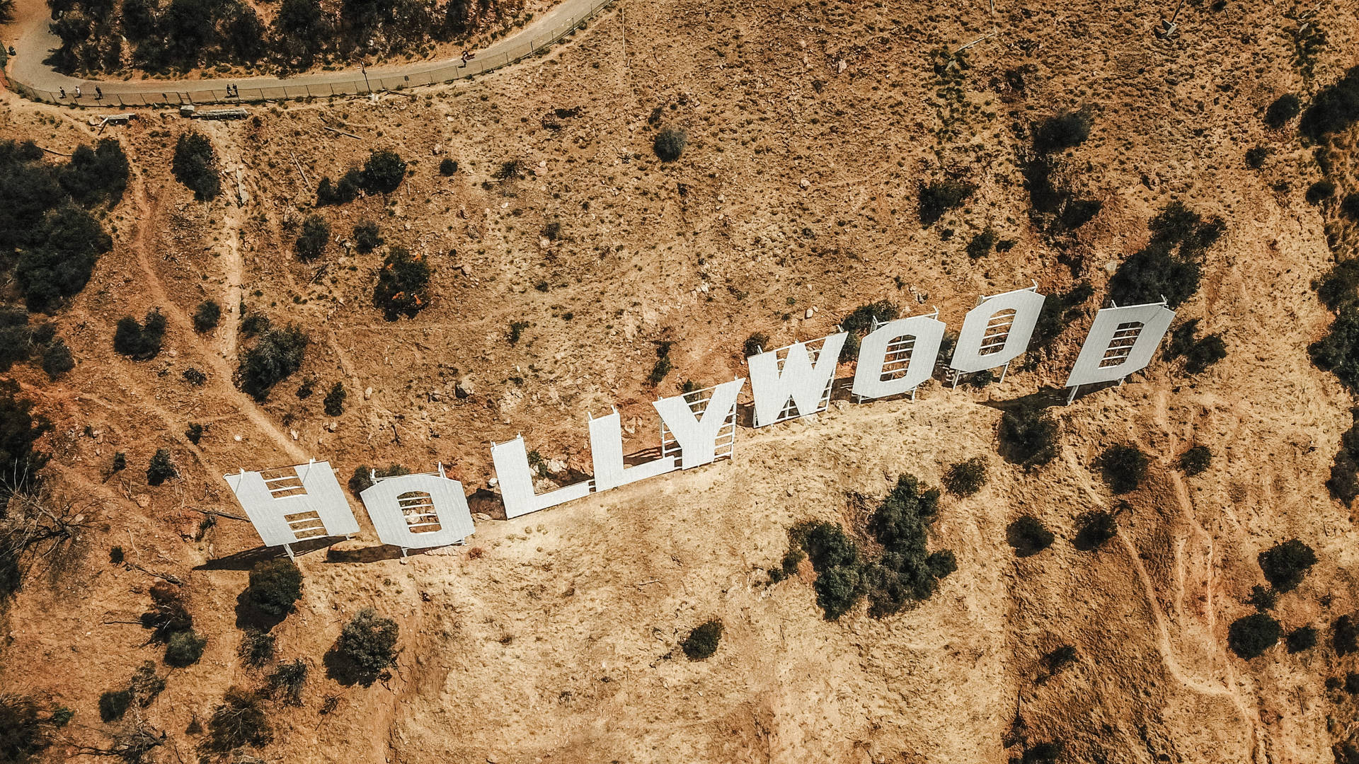 Hollywood Sign Aerial View Background
