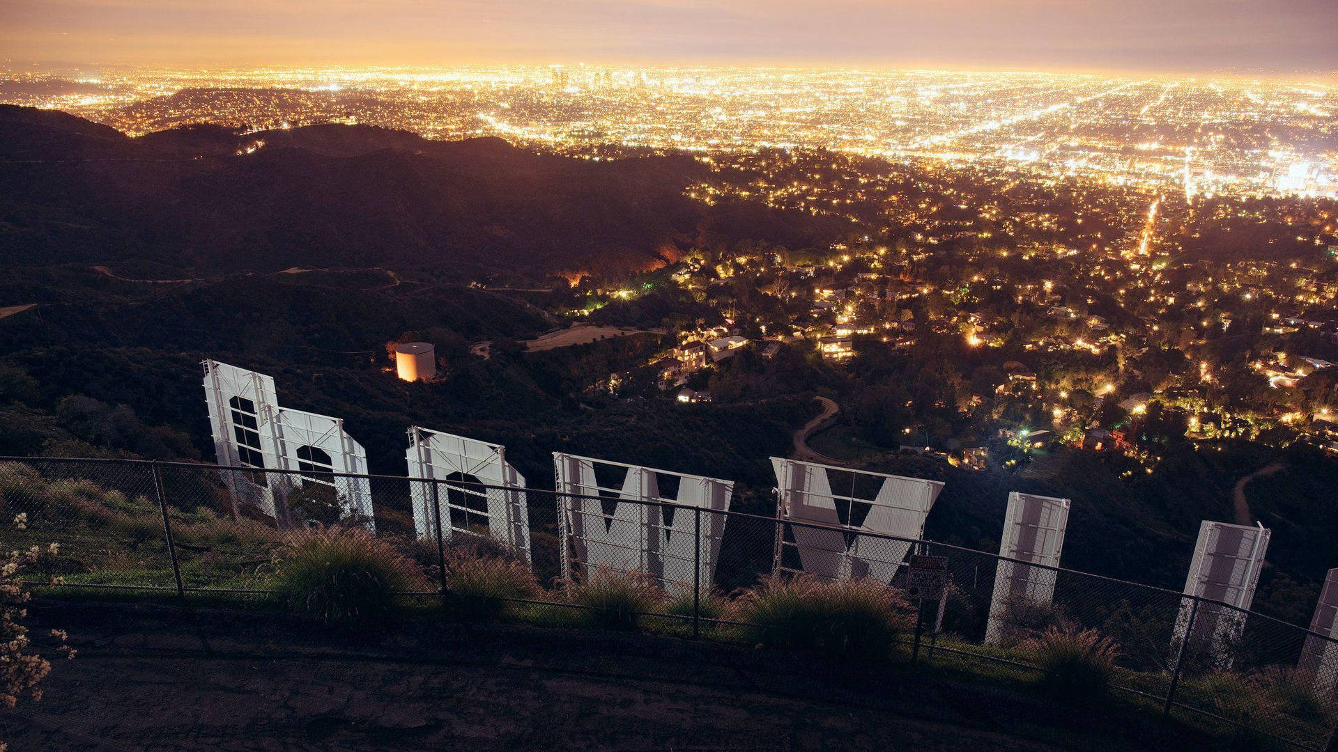 Hollywood Sign And City Lights