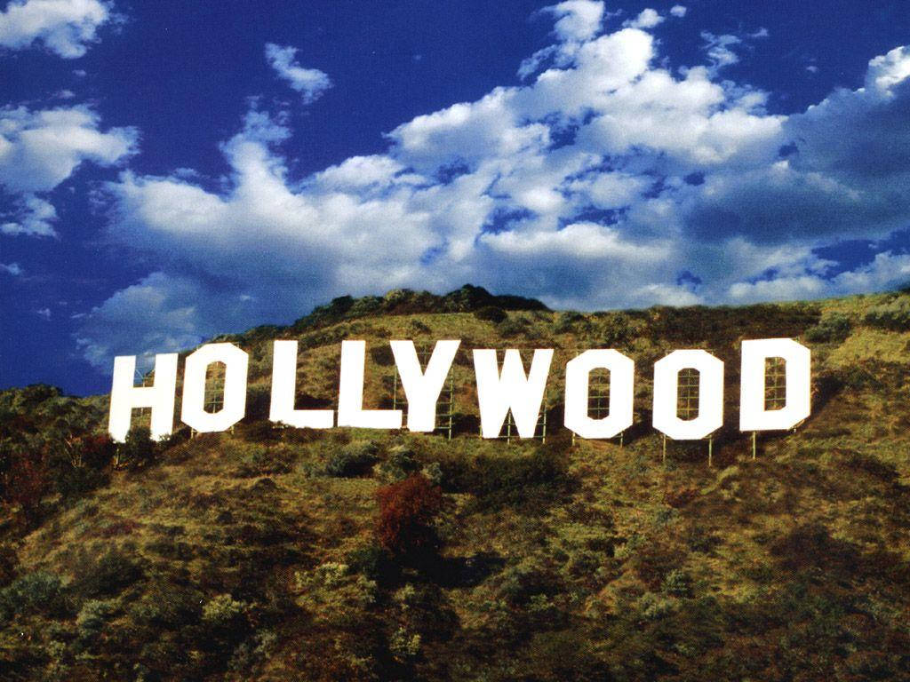 Hollywood Sign Cloudy Blue Sky