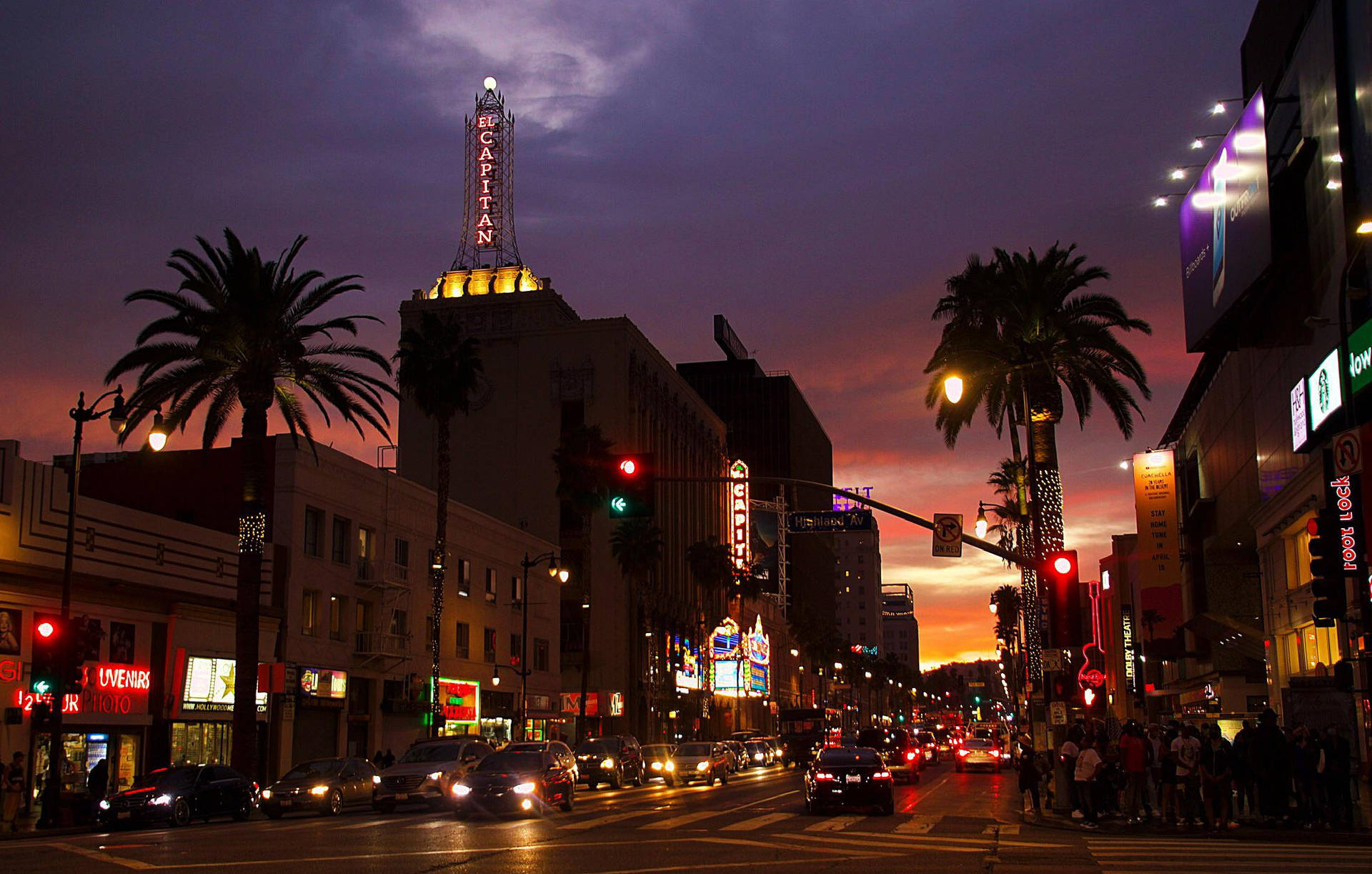 Hollywood Street At Twilight Background