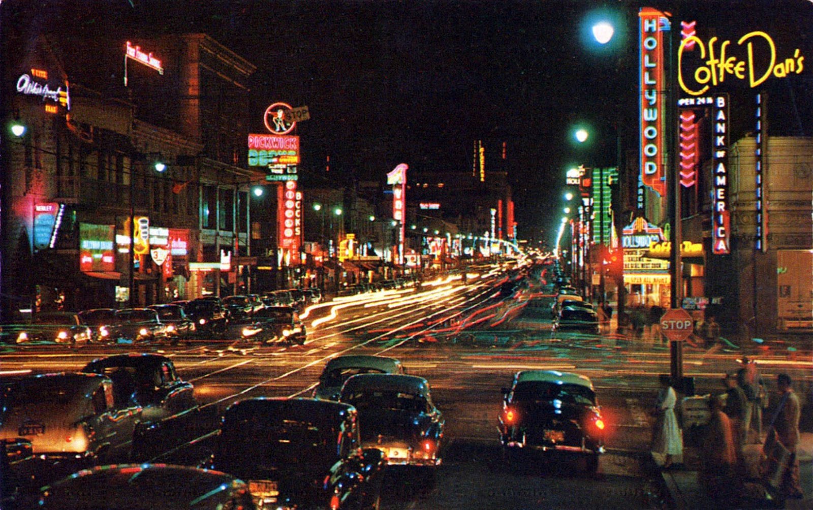 Hollywood Street Busy Night Background