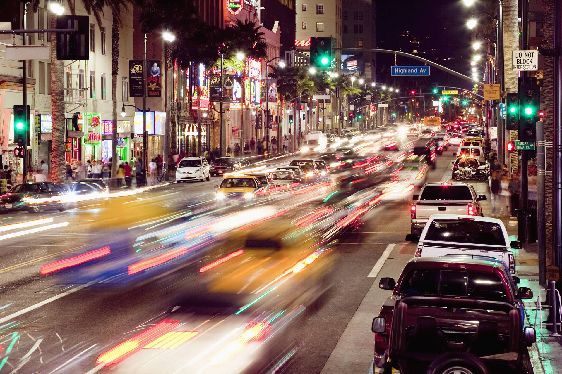 Hollywood Street Car Lights Background
