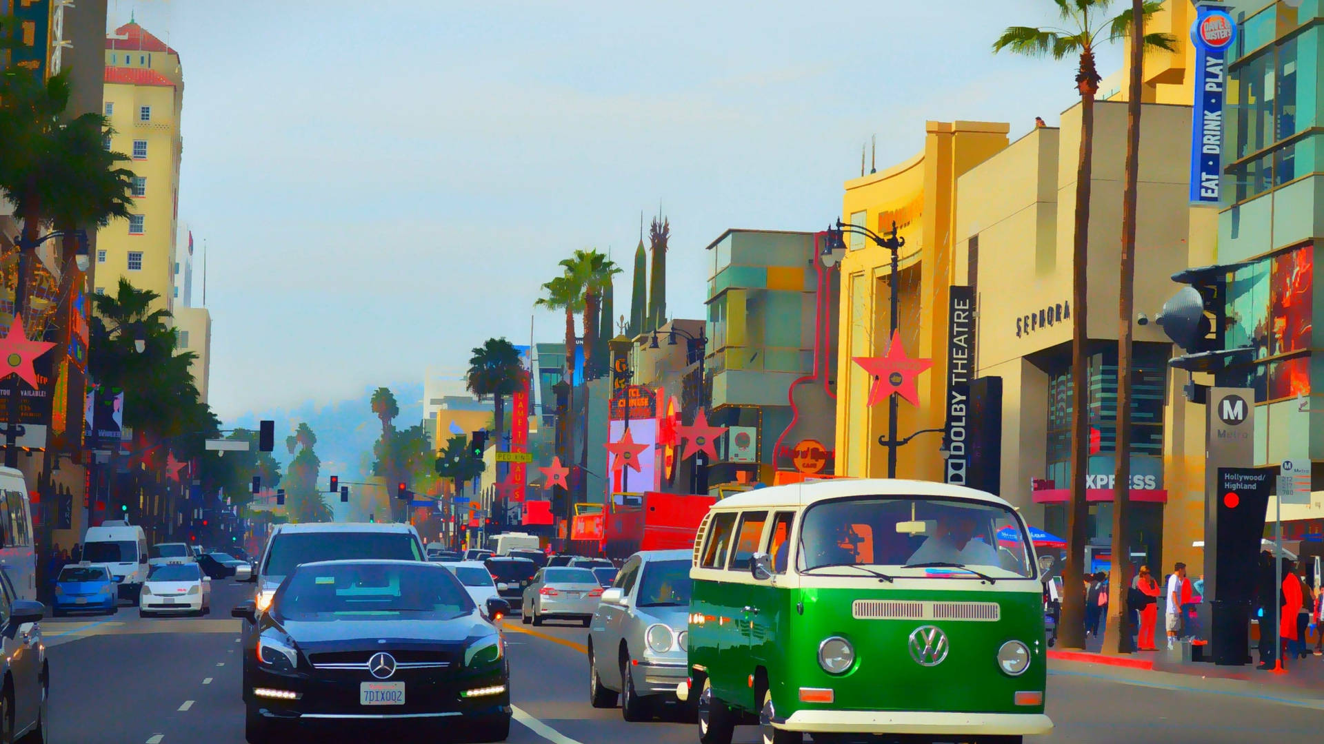 Hollywood Street Digital Art Background
