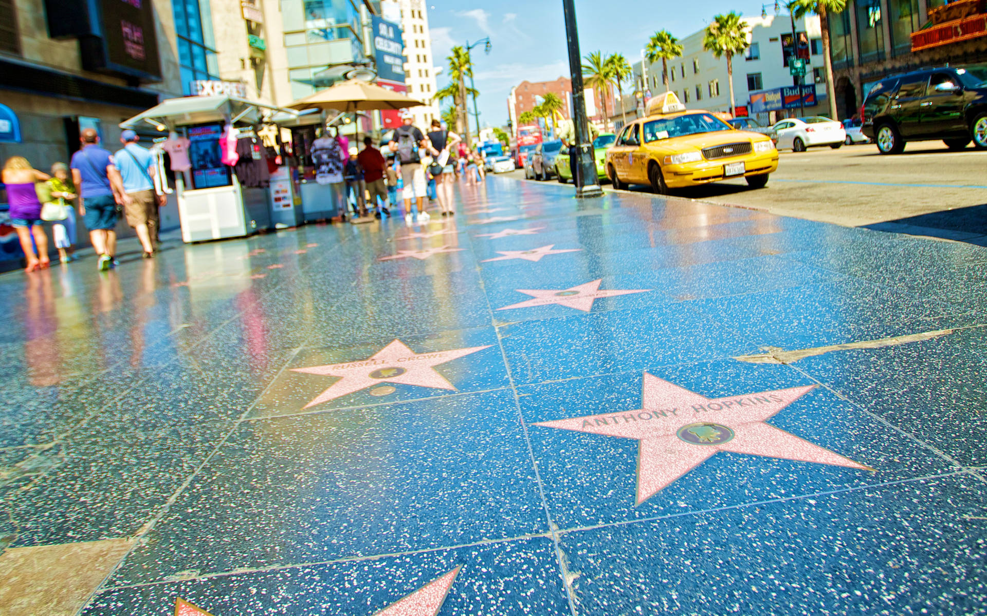 Hollywood Walk Of Fame Angle Shot Background