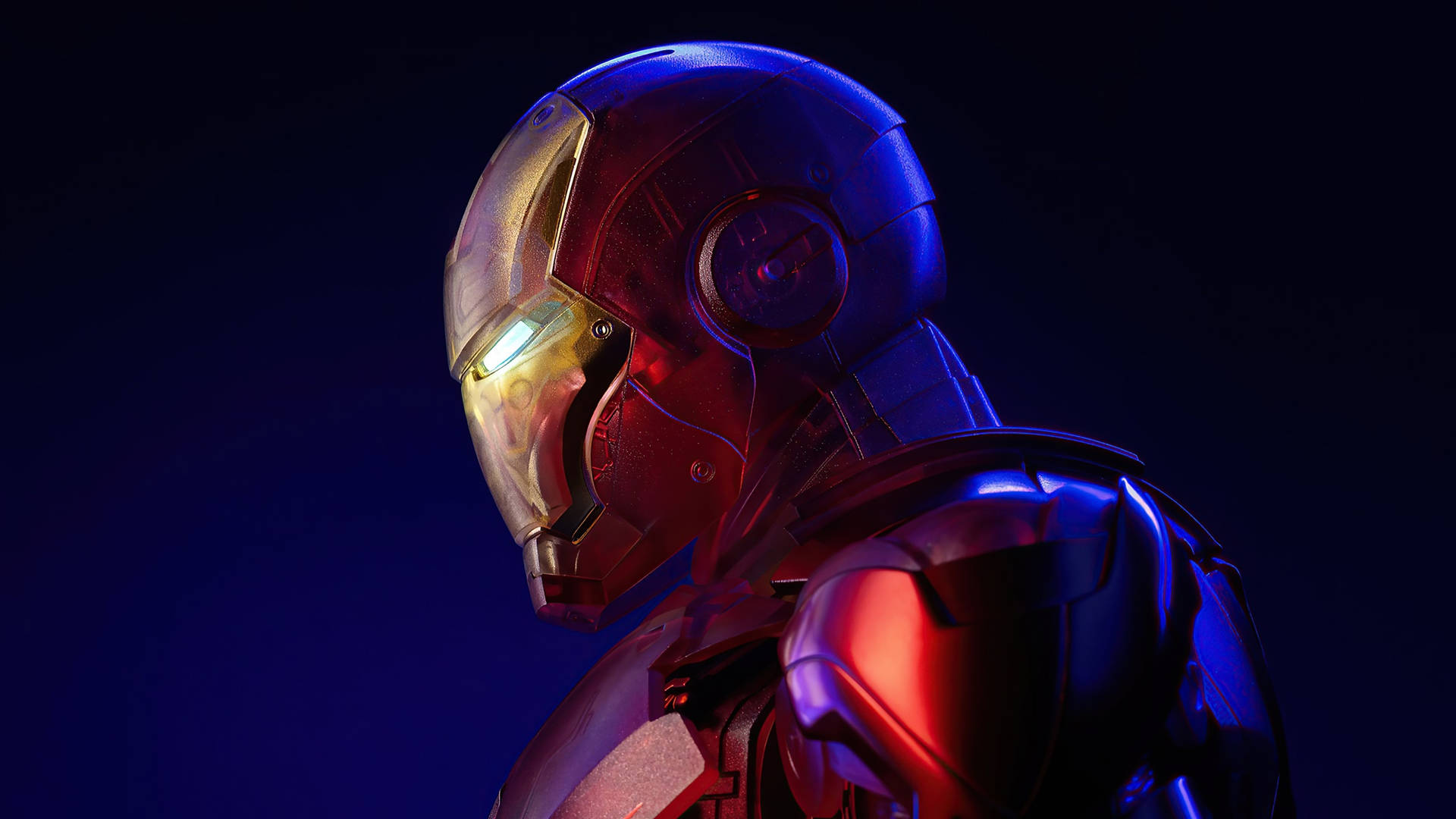 Holographic Side Profile Iron Man Superhero Background