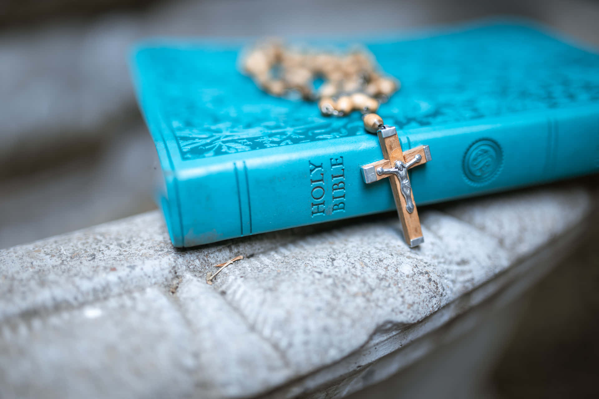 Holy Bible With Rosary Background