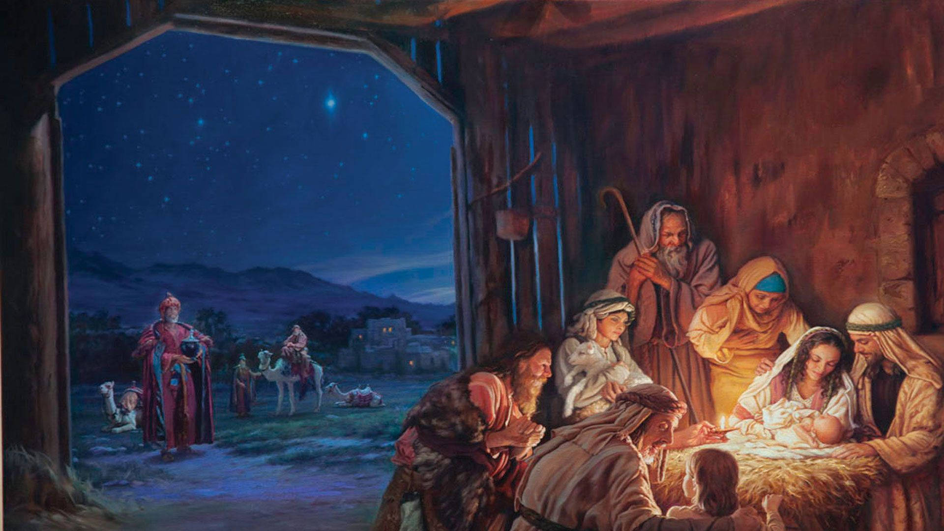 Holy Family In The Manger Background