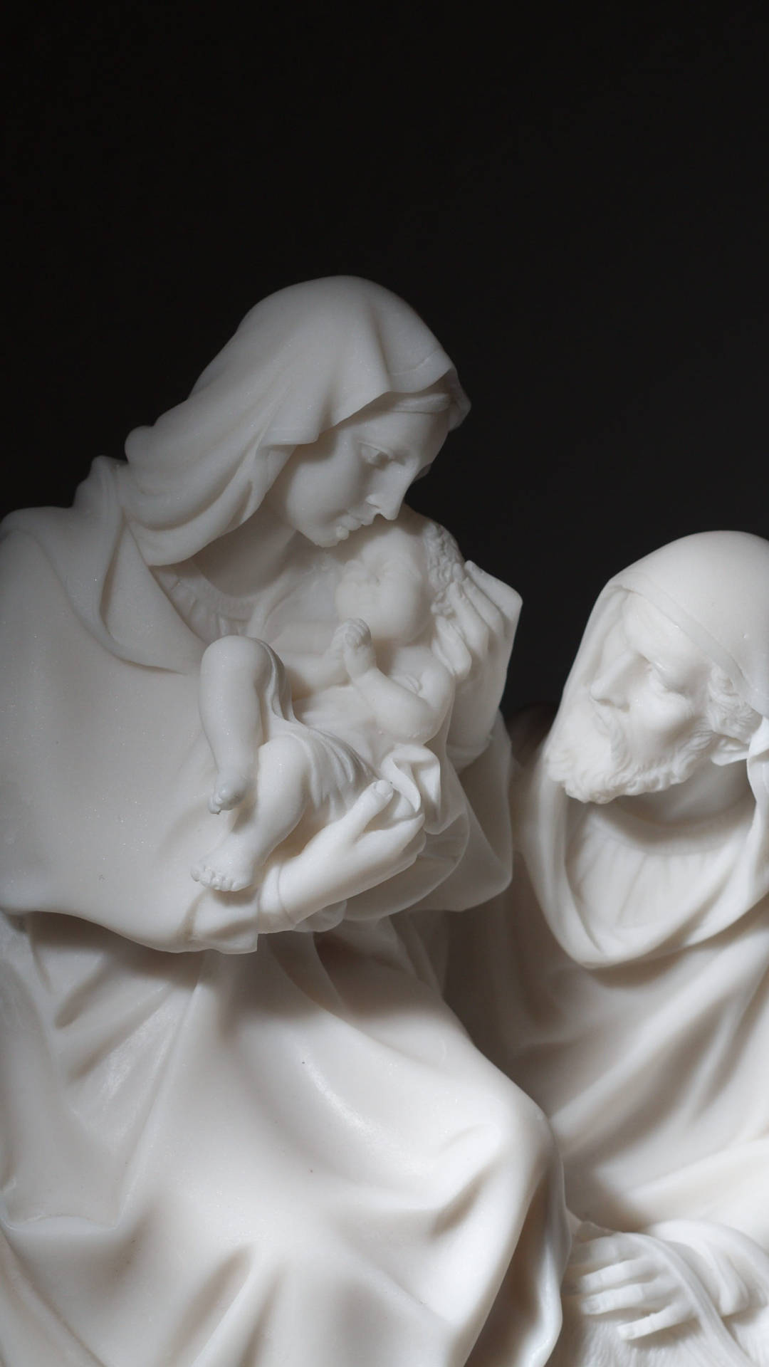 Holy Family In White Marble Background