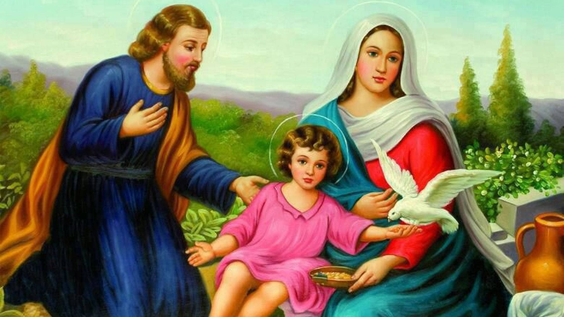 Holy Family Vibrant Art Background