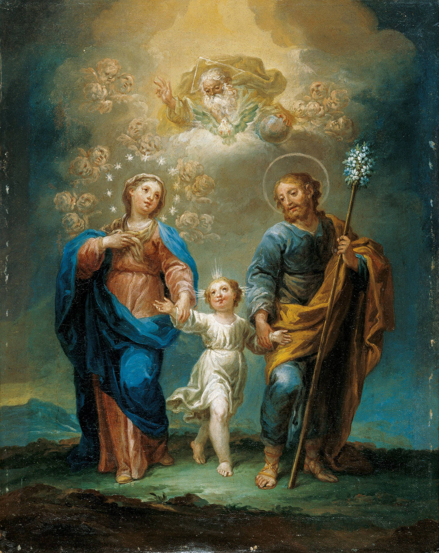 Holy Family With The Guide Of God Background