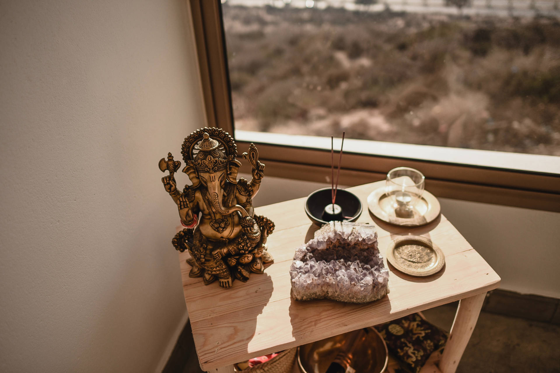 Home Altar Ganesh 4k Background