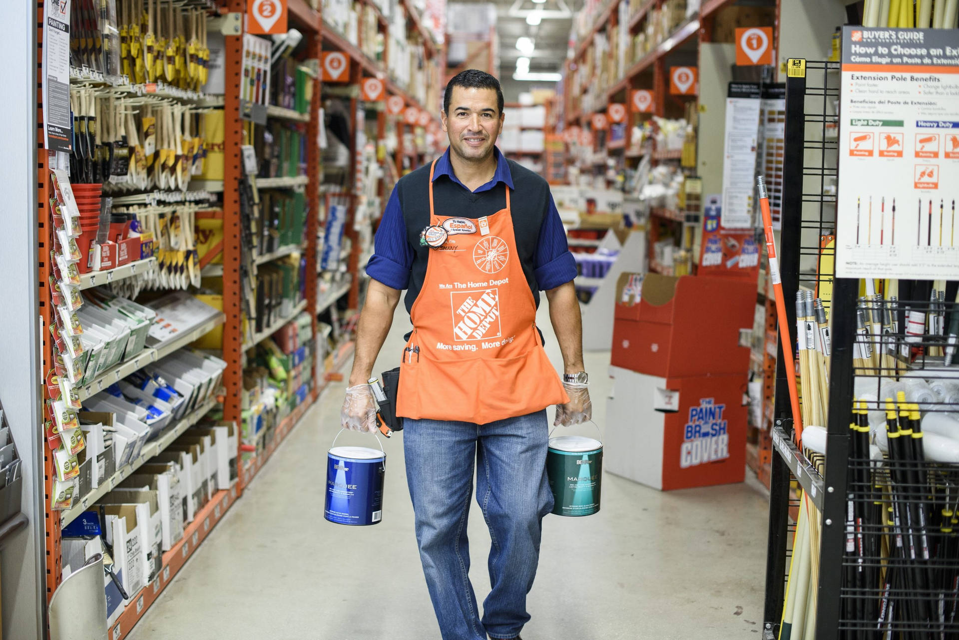 Home Depot Carrying Buckets Background