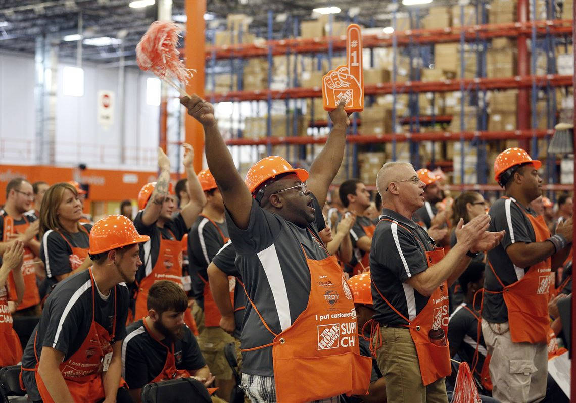 Home Depot Employees Celebrating Background