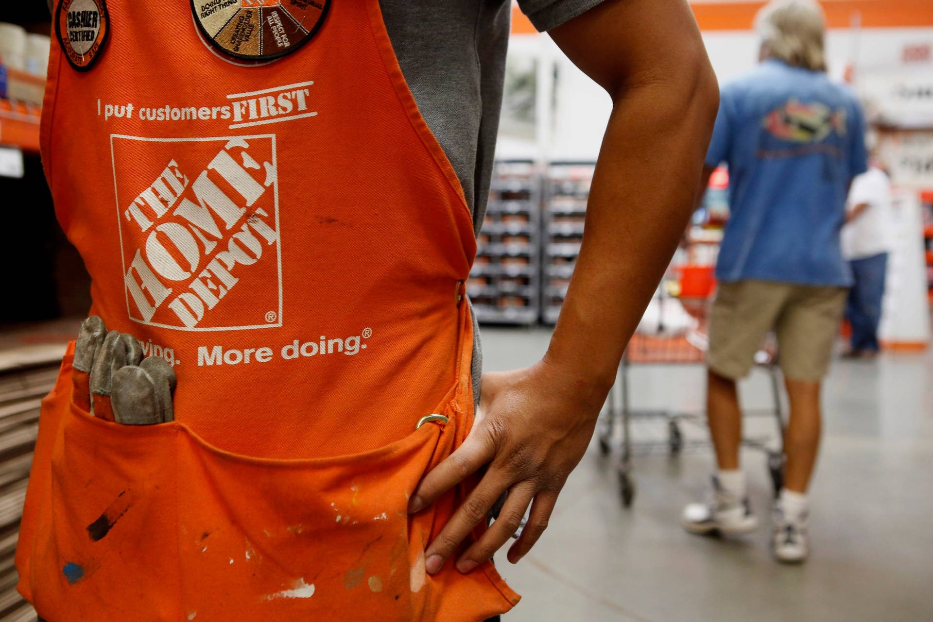 Home Depot Orange Apron Background