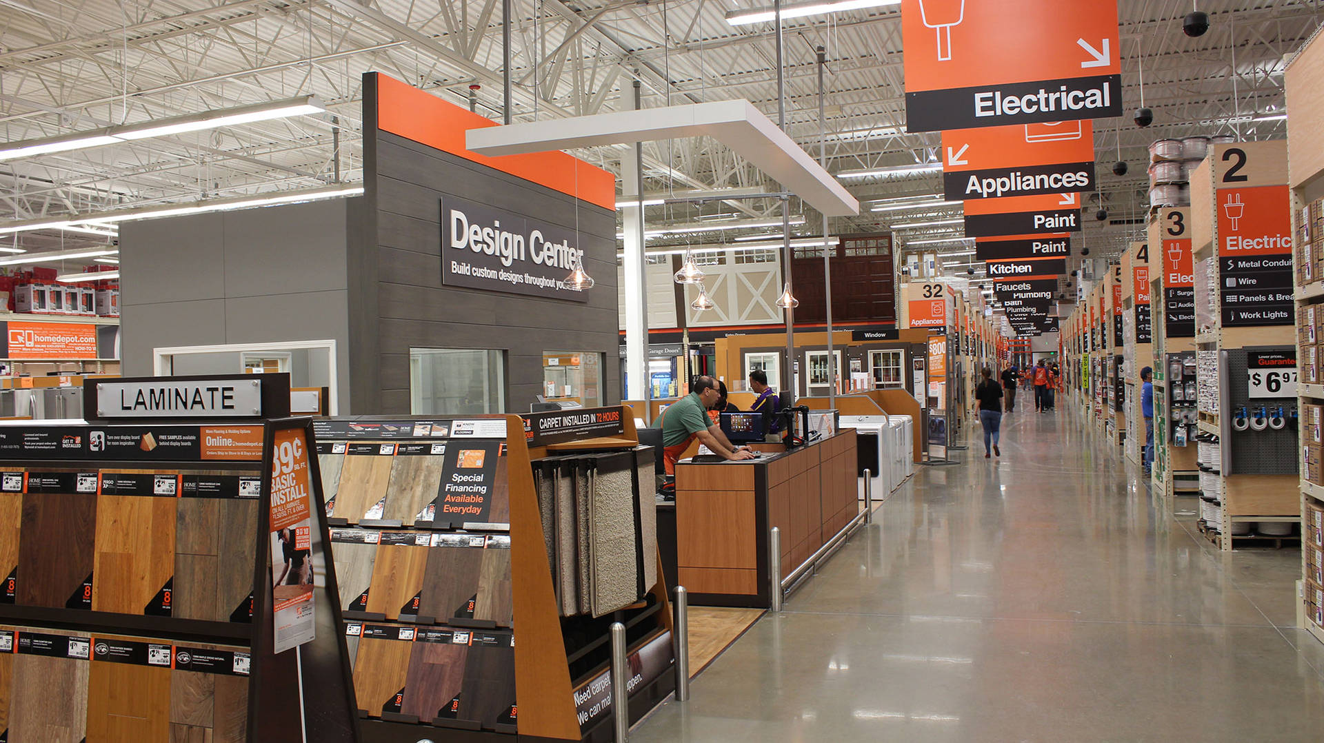 Home Depot's Design Center Showroom Showcasing An Array Of Home Improvement Products. Background