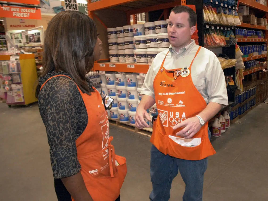 Home Depot Two Employees Talking Background