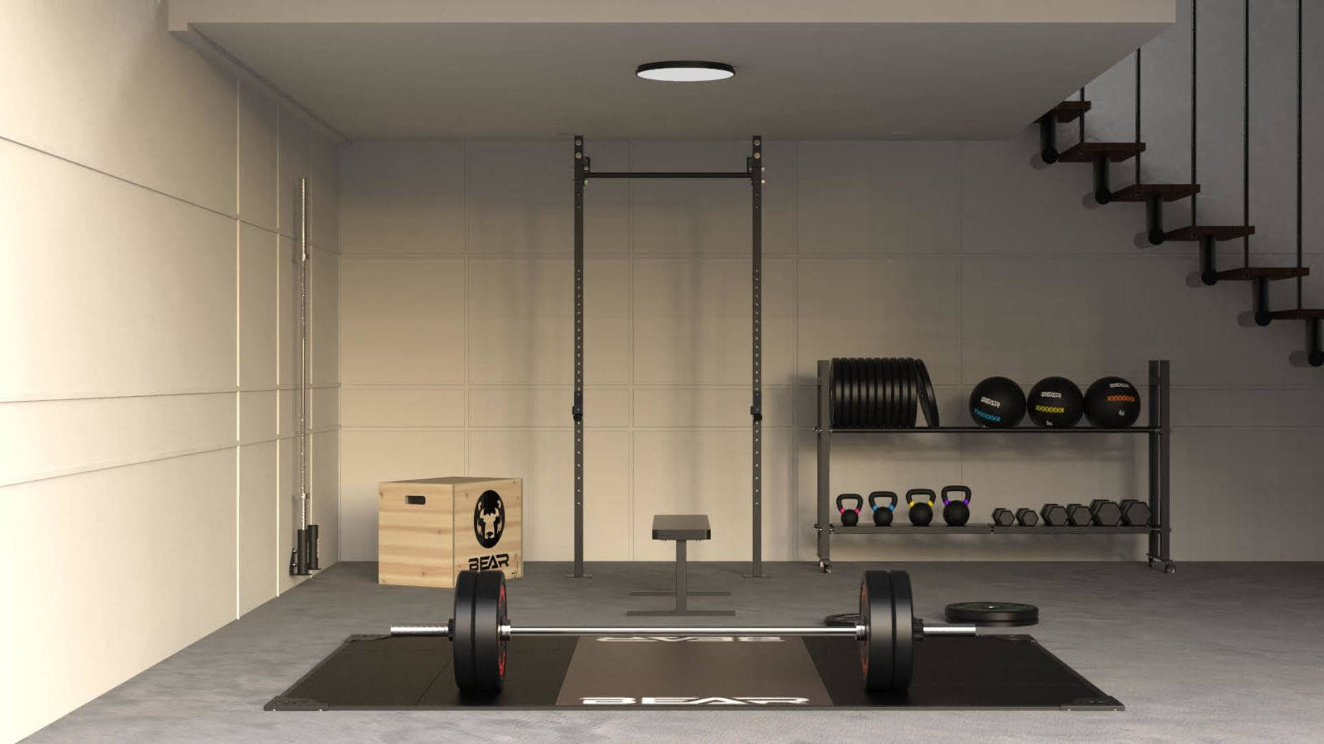 Home Gym With Barbell Background