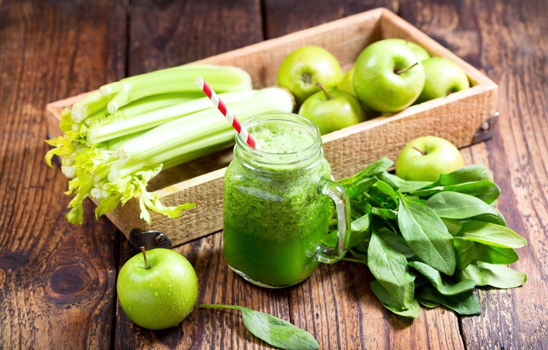 Homely Green Apple Celery Smoothie Background