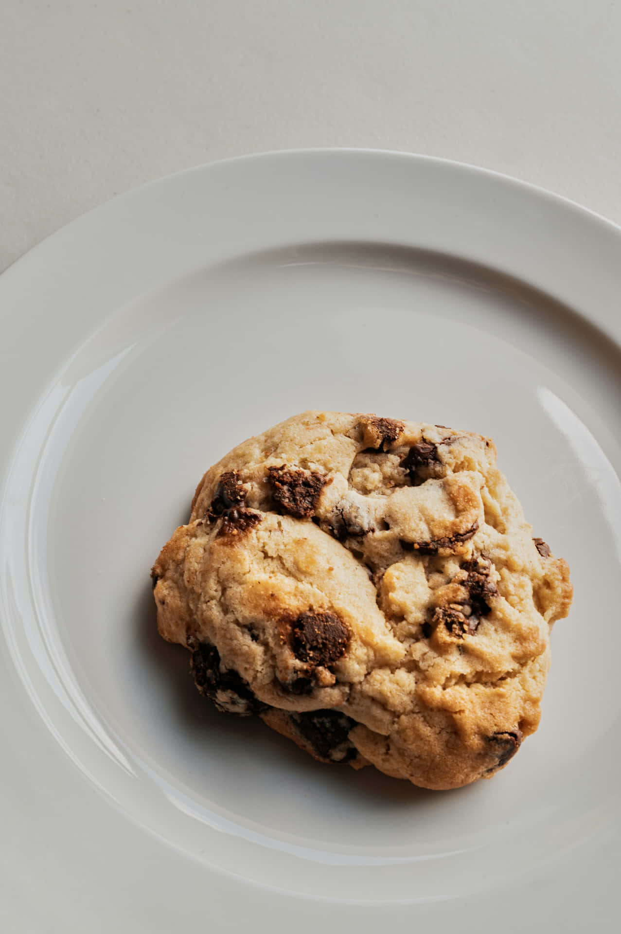 Homemade Chocolate Chip Cookieon Plate Background