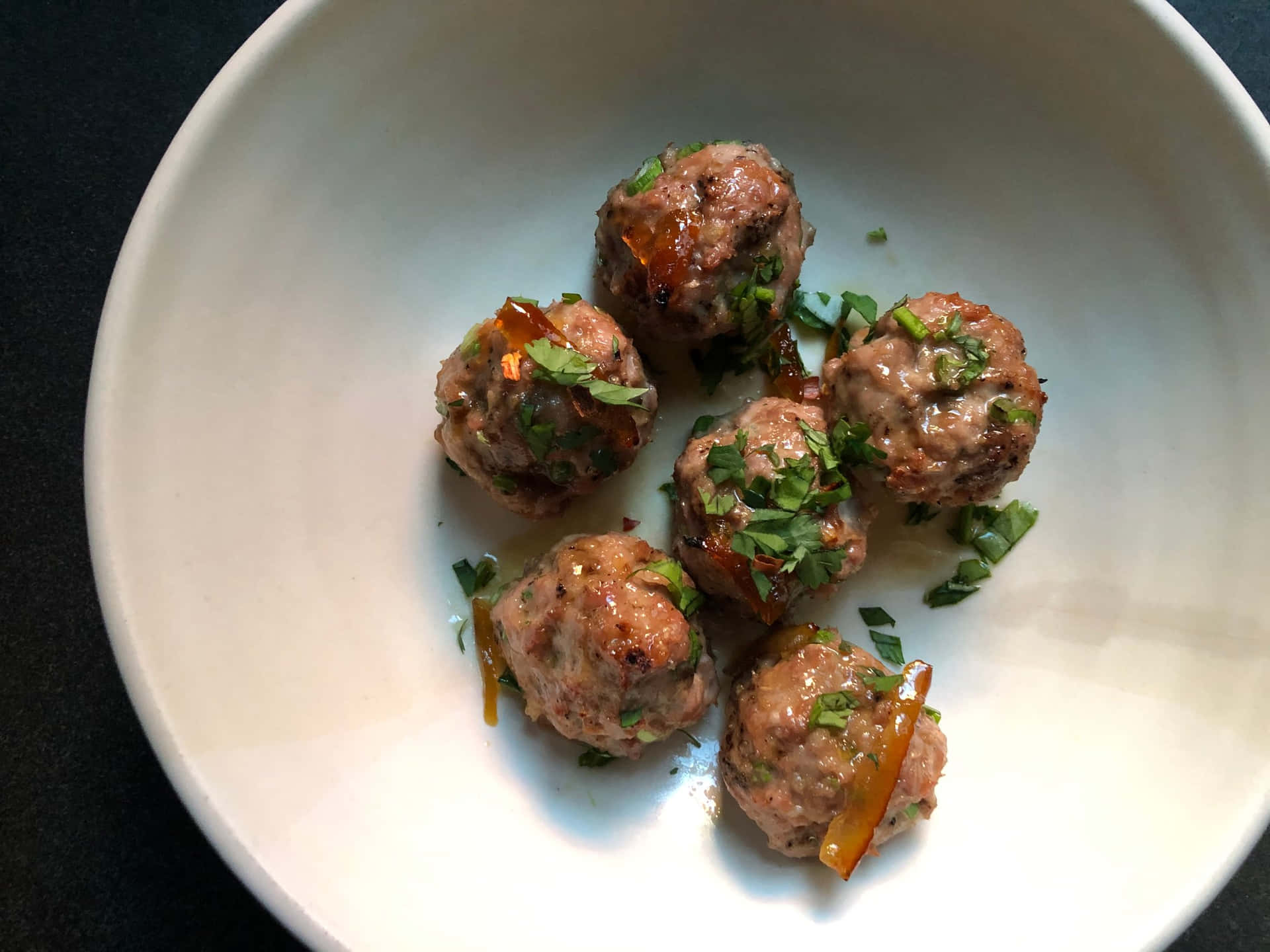 Homemade Herbed Meatballs Dish Background