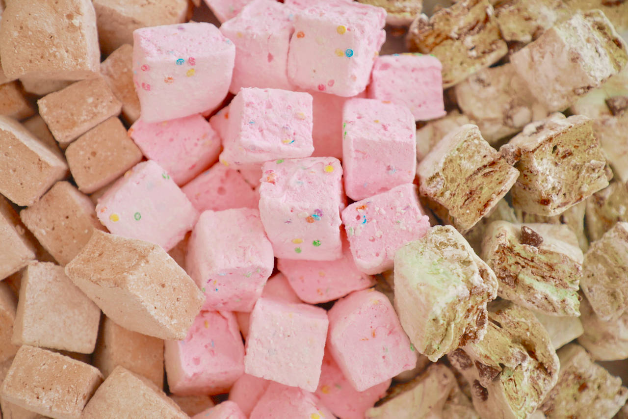 Homemade Pink Brown Marshmallows Background