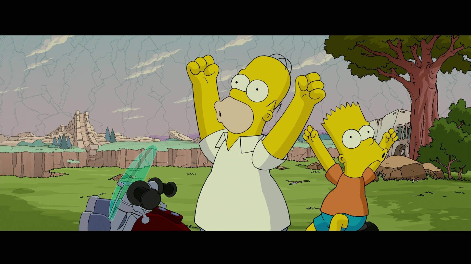 Homer And Bart Howling The Simpsons Movie Background