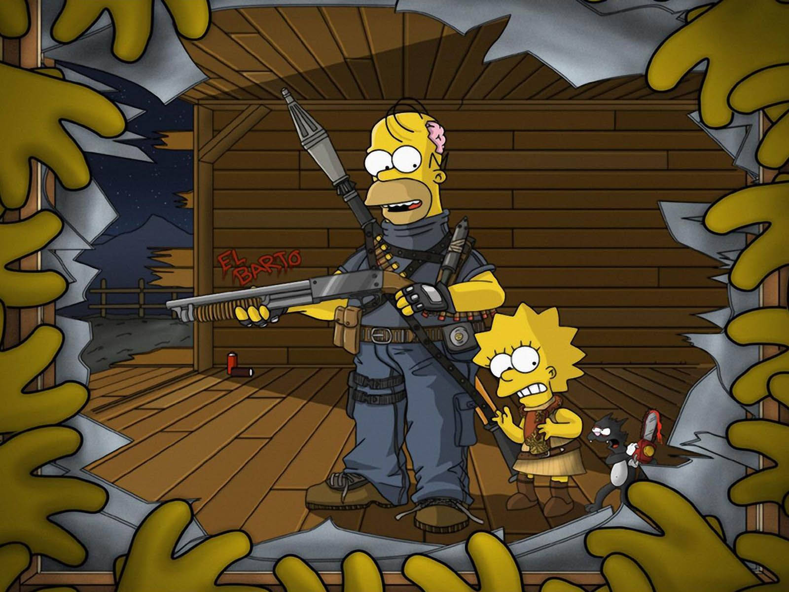 Homer And Lisa Simpsons Zombies Background